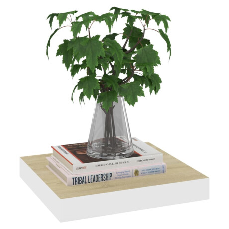 vidaXL Wandschappen zwevend 4 st 23x23,5x3,8 cm MDF eikenkleurig wit afbeelding3 - 1