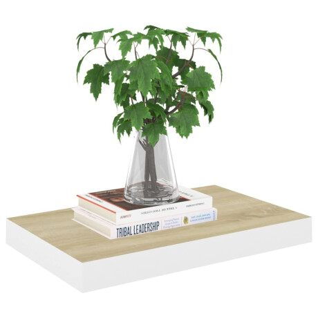 vidaXL Wandschappen zwevend 2 st 50x23x3,8 cm MDF eikenkleurig en wit afbeelding3 - 1