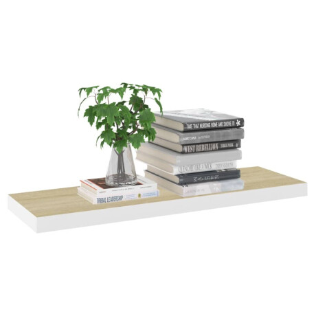 vidaXL Wandschap zwevend 80x23,5x3,8 cm MDF eikenkleurig en wit afbeelding3 - 1