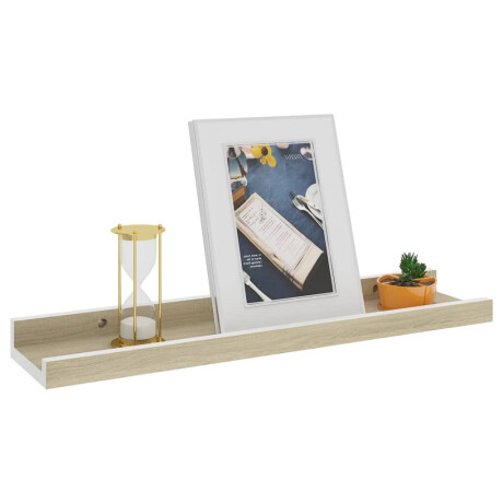 vidaXL Wandschappen 4 st 40x9x3 cm wit en sonoma eikenkleurig afbeelding3 - 1