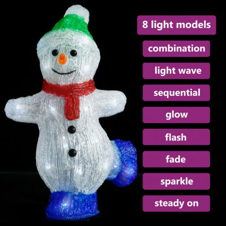 vidaXL Kerstfiguur sneeuwman LED binnen en buiten 30 cm acryl afbeelding3 - 1
