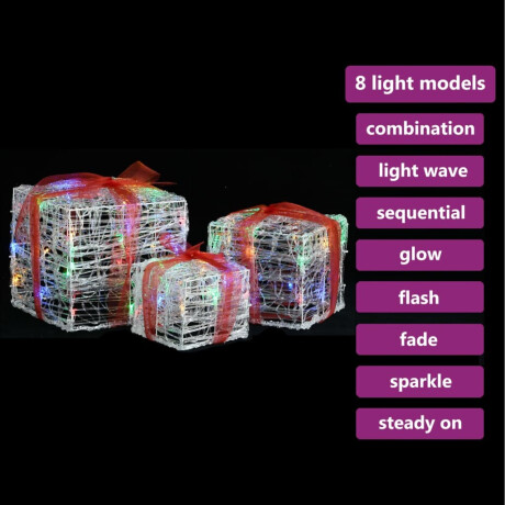 vidaXL Kerstverlichting geschenkdozen 3 st decoratief acryl kleurrijk afbeelding3 - 1
