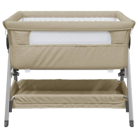 vidaXL Babybox met matras linnen taupe afbeelding3 - 1