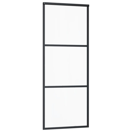 vidaXL Schuifdeur 3-panelen 76x205 cm ESG-glas en aluminium zwart afbeelding3 - 1