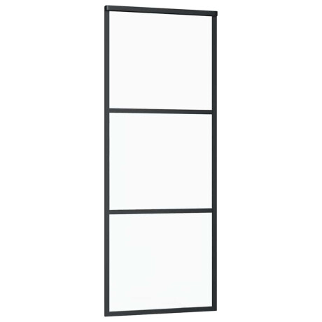 vidaXL Schuifdeur 3-panelen 76x205 cm ESG-glas en aluminium zwart afbeelding3 - 1