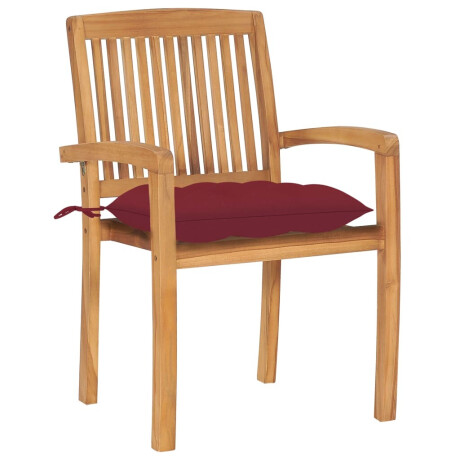 vidaXL Tuinstoelen stapelbaar 4 st met kussens massief teakhout afbeelding3 - 1