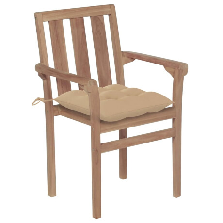 vidaXL Tuinstoelen stapelbaar 6 st met kussens massief teakhout afbeelding3 - 1
