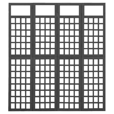 vidaXL Kamerscherm/trellis met 4 panelen161x180 cm vurenhout zwart afbeelding3 - 1