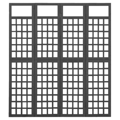 vidaXL Kamerscherm/trellis met 4 panelen161x180 cm vurenhout zwart afbeelding3 - 1