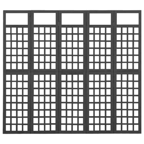 vidaXL Kamerscherm/trellis met 5 panelen 201,5x180 cm vurenhout zwart afbeelding3 - 1