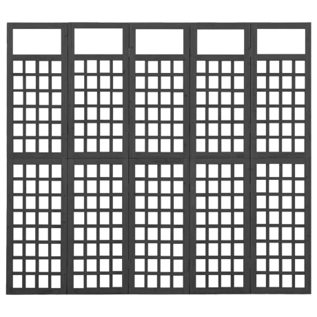 vidaXL Kamerscherm/trellis met 5 panelen 201,5x180 cm vurenhout zwart afbeelding3 - 1