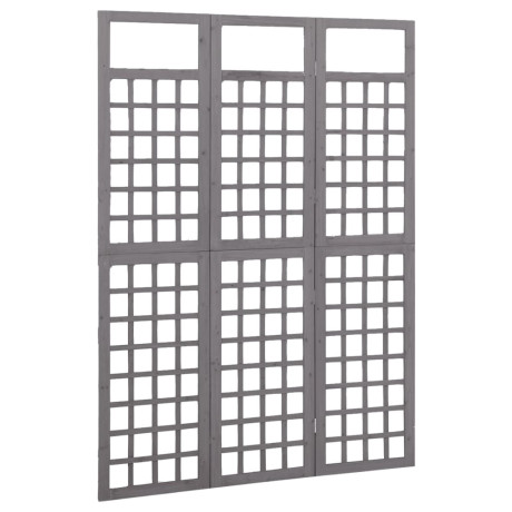 vidaXL Kamerscherm/trellis met 3 panelen 121x180 cm vurenhout grijs afbeelding3 - 1
