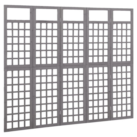vidaXL Kamerscherm/trellis met 5 panelen 201,5x180 cm vurenhout grijs afbeelding3 - 1