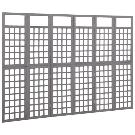 vidaXL Kamerscherm/trellis met 6 panelen 242,5x180 cm vurenhout grijs afbeelding3 - 1