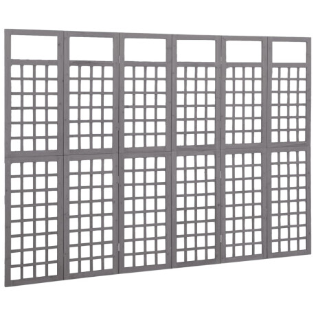 vidaXL Kamerscherm/trellis met 6 panelen 242,5x180 cm vurenhout grijs afbeelding3 - 1