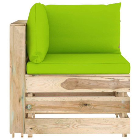 vidaXL Hoekbank sectioneel met kussens groen geïmpregneerd hout afbeelding3 - 1