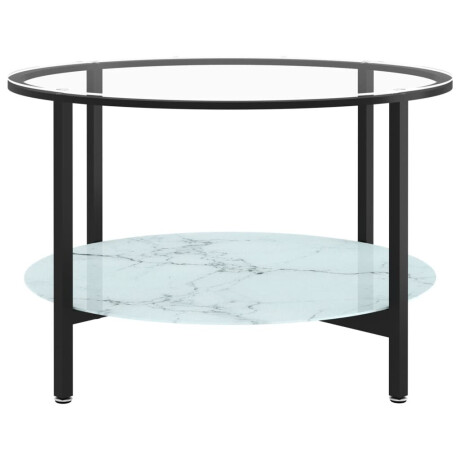 vidaXL Salontafel 70 cm gehard glas zwart en witmarmer afbeelding3 - 1