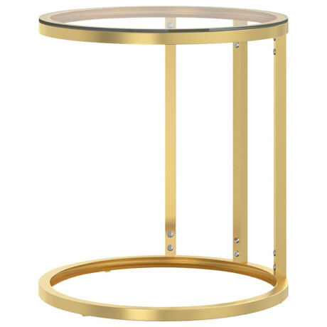 vidaXL Bijzettafel 45 cm gehard glas goudkleurig en transparant afbeelding3 - 1