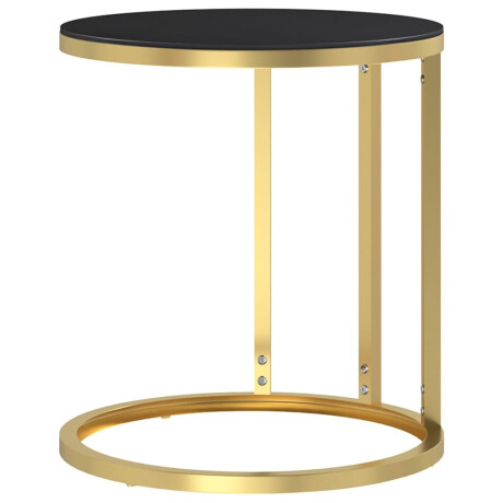 vidaXL Bijzettafel 45 cm gehard glas goudkleurig en zwart afbeelding3 - 1