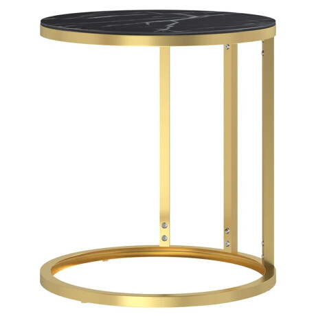 vidaXL Bijzettafel 45 cm gehard glas goudkleurig en zwartmarmer afbeelding3 - 1