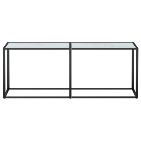 vidaXL Wandtafel 200x35x75,5 cm gehard glas witmarmerkleurig afbeelding3 - 1