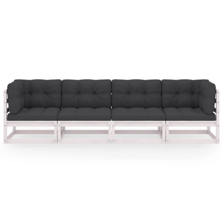 vidaXL Tuinbank 4-zits met kussens massief grenenhout afbeelding3 - 1