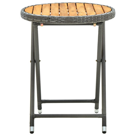 vidaXL Tafeltje 60 cm poly rattan en massief acaciahout grijs afbeelding3 - 1