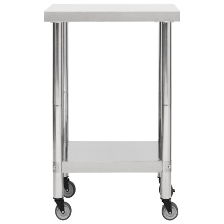 vidaXL Keukenwerktafel met wielen 60x60x85 cm roestvrij staal afbeelding3 - 1