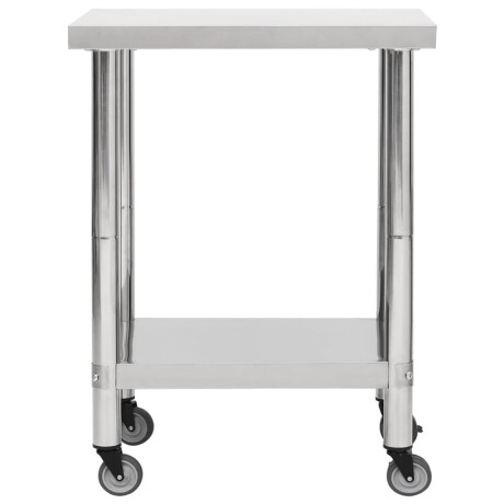 vidaXL Keukenwerktafel met wielen 80x30x85 cm roestvrij staal afbeelding3 - 1