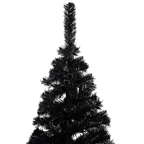 vidaXL Kunstkerstboom met verlichting en kerstballen 210 cm PVC zwart afbeelding3 - 1