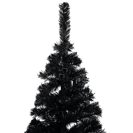 vidaXL Kunstkerstboom met verlichting en kerstballen 120 cm PVC zwart afbeelding3 - 1