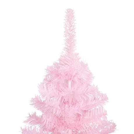 vidaXL Kunstkerstboom met verlichting en kerstballen 150 cm PVC roze afbeelding3 - 1