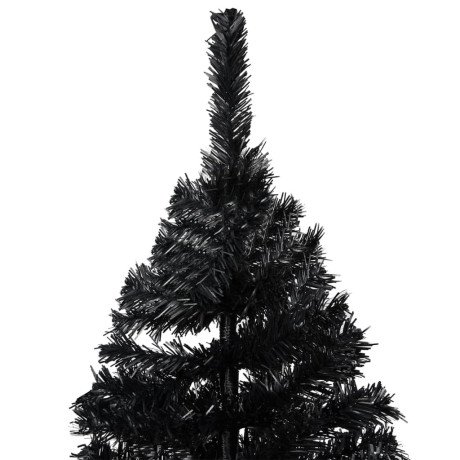 vidaXL Kunstkerstboom met verlichting en kerstballen 240 cm PVC zwart afbeelding3 - 1