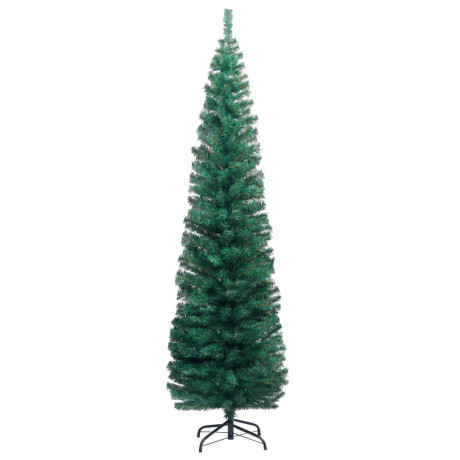 vidaXL Kunstkerstboom met verlichting standaard smal 180 cm PVC groen afbeelding3 - 1