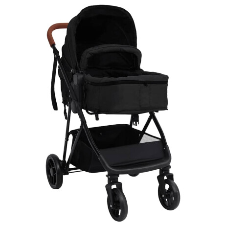 vidaXL Kinderwagen 3-in-1 staal antracietkleurig en zwart afbeelding3 - 1