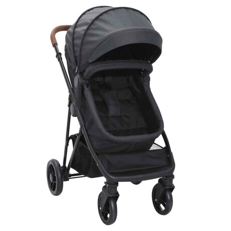vidaXL Kinderwagen 2-in-1 staal antracietkleurig en zwart afbeelding3 - 1
