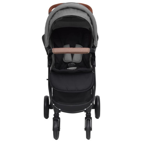 vidaXL Kinderwagen 2-in-1 staal lichtgrijs afbeelding3 - 1