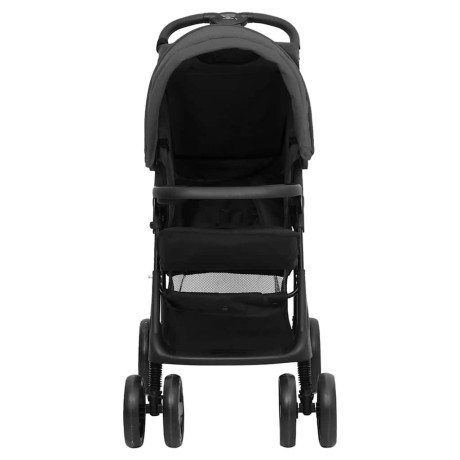 vidaXL Kinderwagen 2-in-1 staal donkergrijs en zwart afbeelding3 - 1