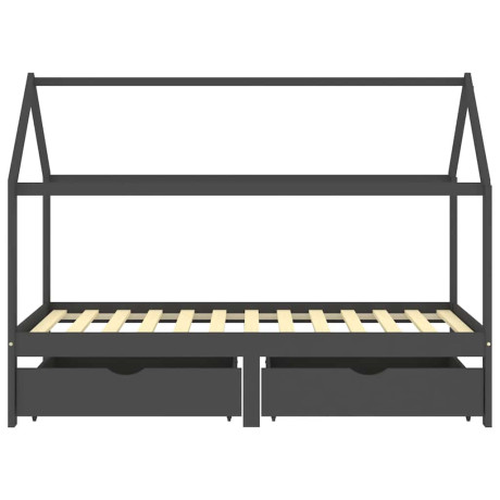 vidaXL Kinderbedframe met lades grenenhout donkergrijs 90x200 cm afbeelding3 - 1