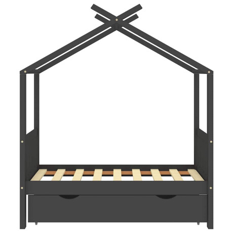 vidaXL Kinderbedframe met lade grenenhout donkergrijs 70x140 cm afbeelding3 - 1