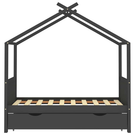 vidaXL Kinderbedframe met lade grenenhout donkergrijs 80x160 cm afbeelding3 - 1