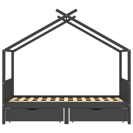 vidaXL Kinderbedframe met lades grenenhout donkergrijs 90x200 cm afbeelding3 - 1