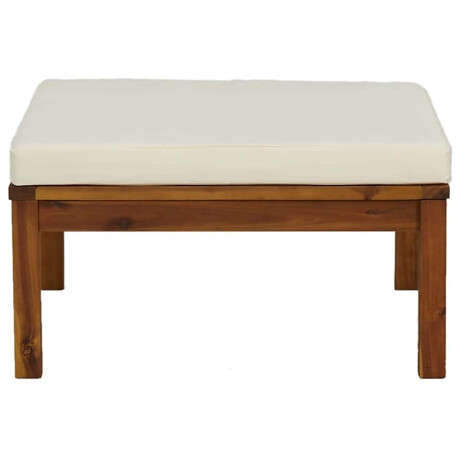 vidaXL Voetensteun met crèmewit kussen massief acaciahout afbeelding3 - 1