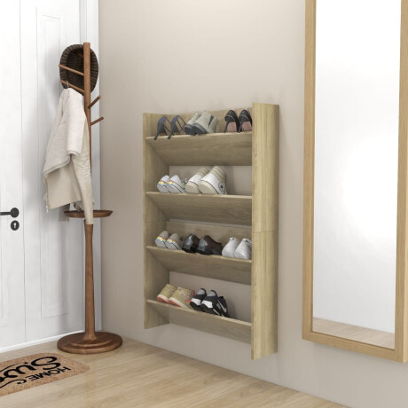 vidaXL Wandschoenenkasten 2 st 80x18x60 cm spaanplaat sonoma eiken afbeelding3 - 1
