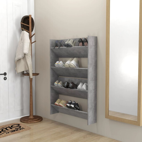 vidaXL Wandschoenenkasten 2 st 80x18x60 cm spaanplaat betongrijs afbeelding3 - 1