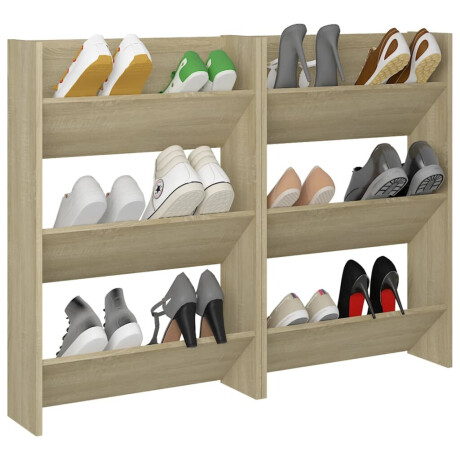 vidaXL Wandschoenenkasten 2 st 60x18x90 cm spaanplaat sonoma eiken afbeelding3 - 1