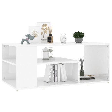 vidaXL Salontafel 100x50x40 cm bewerkt hout hoogglans wit afbeelding3 - 1