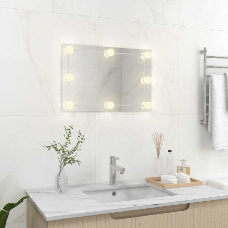 vidaXL Wandspiegel met LED-lampen rechthoekig glas afbeelding3 - 1