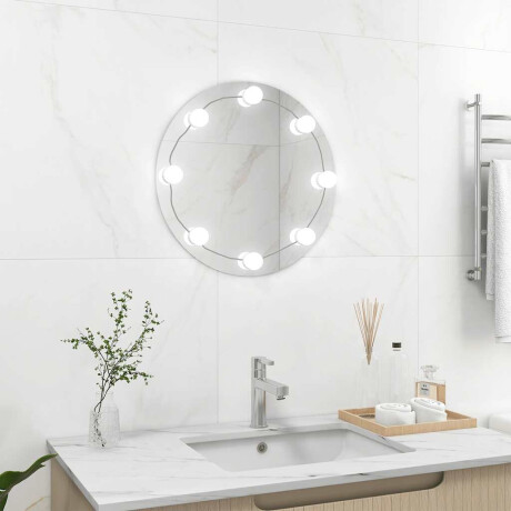 vidaXL Wandspiegel met LED-lampen rond glas afbeelding3 - 1
