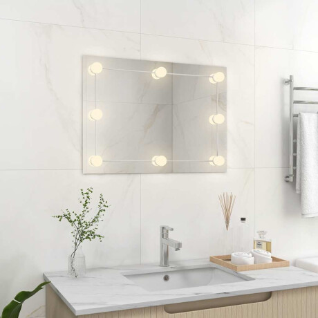 vidaXL Wandspiegel zonder lijst met LED-lampen rechthoekig glas afbeelding3 - 1